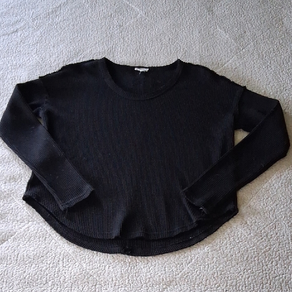 LA MIEL Black Textured Knit Top - Picture 1 of 6